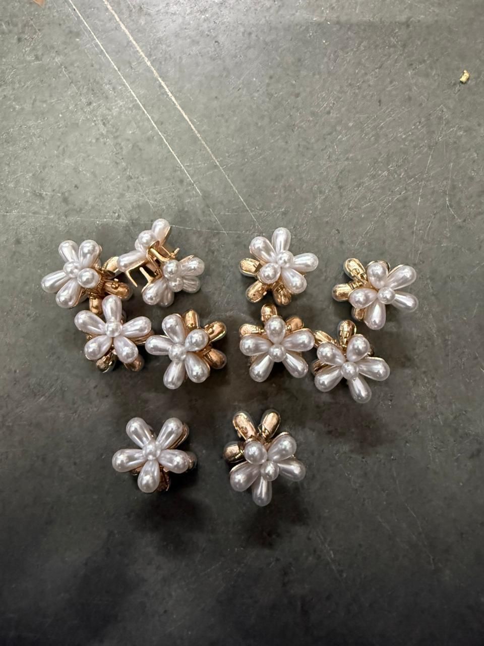Korean Pearl Flower Mini Hair Claw Clips (Pack of 10)