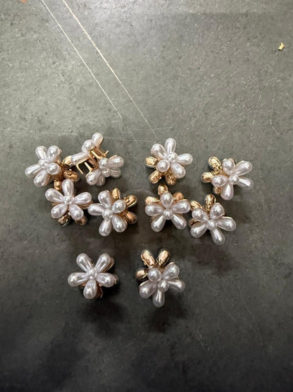 Korean Pearl Flower Mini Hair Claw Clips (Pack of 10)