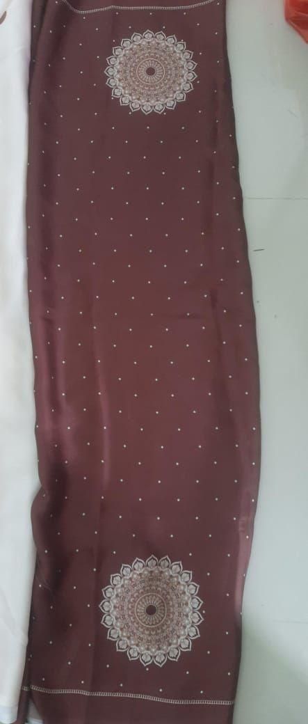 Satin Silk Printed Kaftan Saree with Blouse