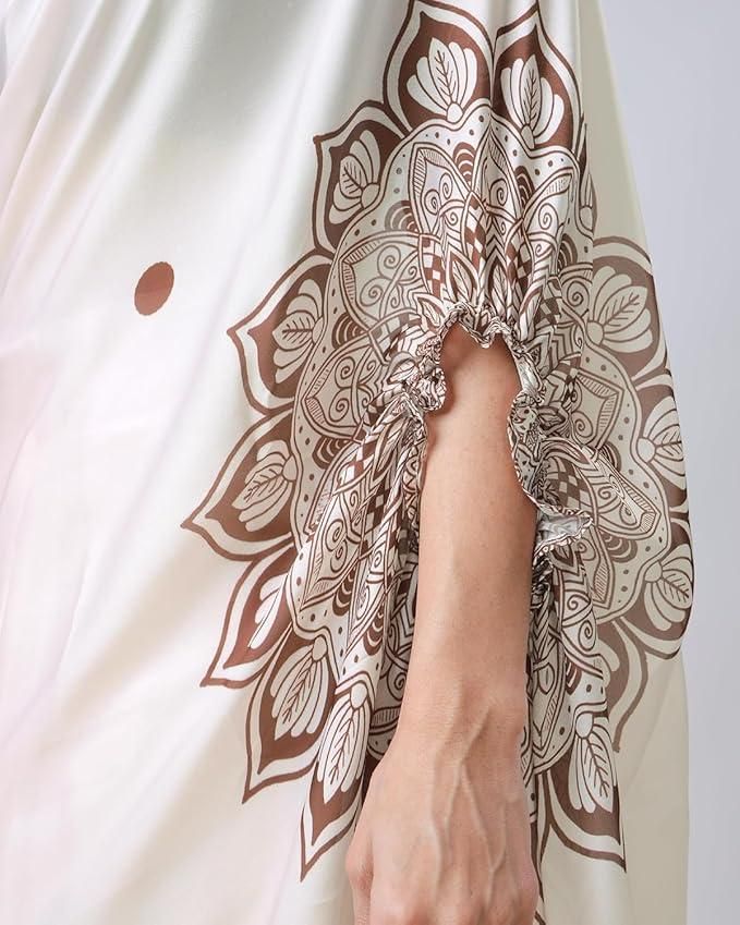 Satin Silk Printed Kaftan Saree with Blouse