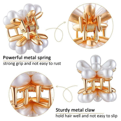 Korean Pearl Flower Mini Hair Claw Clips (Pack of 10)