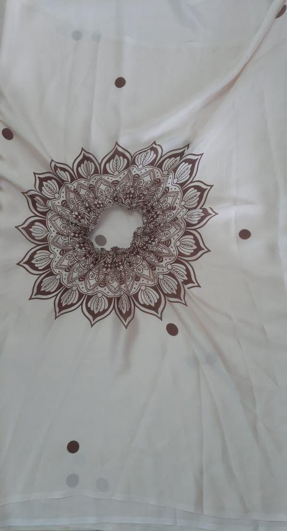 Satin Silk Printed Kaftan Saree with Blouse